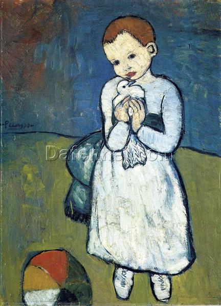 Inspired by Picasso: Child with Dove – 1901 Blue Period Post-Impressionist Painting