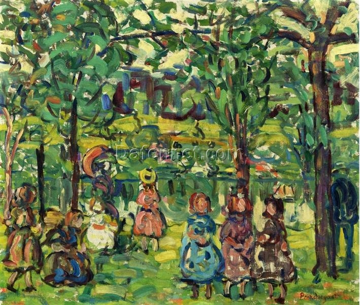 Children in the Park by Maurice Prendergast – Post-Impressionist Oil Painting (c. 1907)