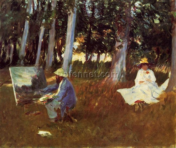 Oil Painting Inspired by John Singer Sargent’s Claude Monet Painting by the Edge of a Wood – Impressionist Portrait Art on Canvas