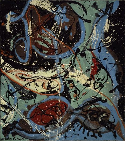 Inspired by Jackson Pollock’s Composition with Pouring II (1943) – Abstract Action Painting Oil on Canvas (63.9 x 56.3 cm)