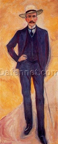 Hand-Painted Edvard Munch ‘Count Harry Kessler’ Oil Painting – Expressionist Portrait Art on Canvas from Dafen Village Studio