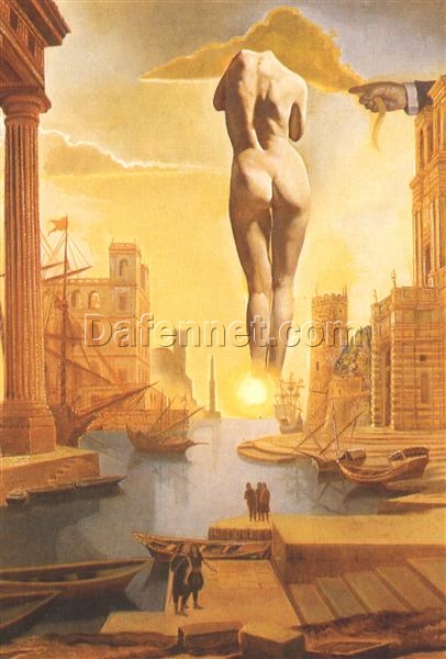 Surrealist Oil Painting Inspired by Salvador Dali’s “Hand Drawing Back the Golden Fleece to Show Gala”