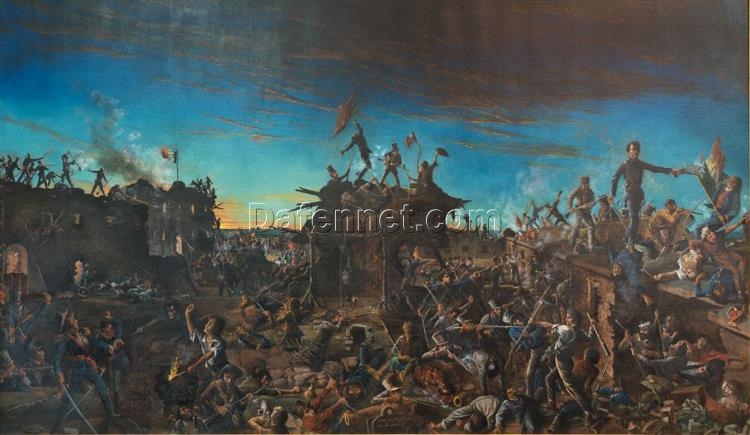 Custom Reproduction of Dawn at the Alamo by Henry Arthur McArdle – Romanticism Battle Painting