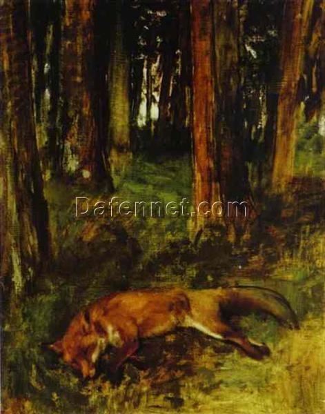 Edgar Degas ‘Dead Fox Lying in the Undergrowth’ (1865) – Realistic Impressionist Animal Study in Oil