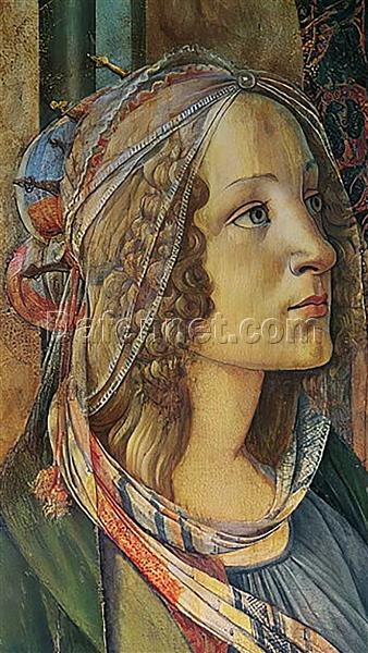 St. Catherine from Botticelli’s Virgin and Child with Saints – 1488 Early Renaissance Tempera Painting on Panel