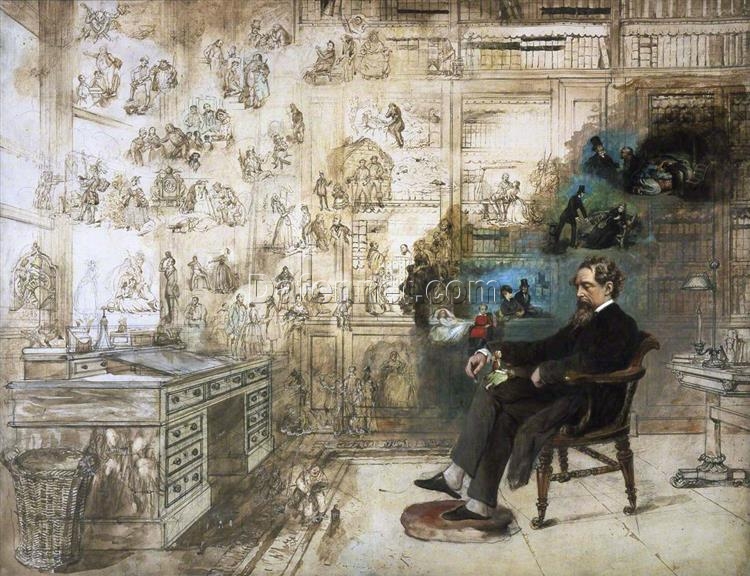 Robert William Buss’ Dickens’ Dream – 1875 Romanticism Genre Painting Replica