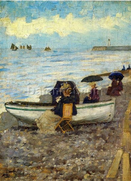 Maurice Prendergast’s Dieppe – Elegant Impressionist Marina Oil Painting, 1892-1894