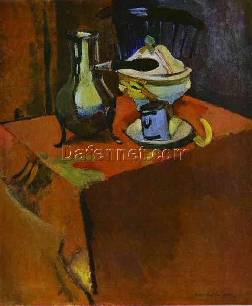 Post-Impressionist Still Life Inspired by Henri Matisse – ‘Dishes on a Table’ (1900) – Fine Art Oil on Canvas Reproduction