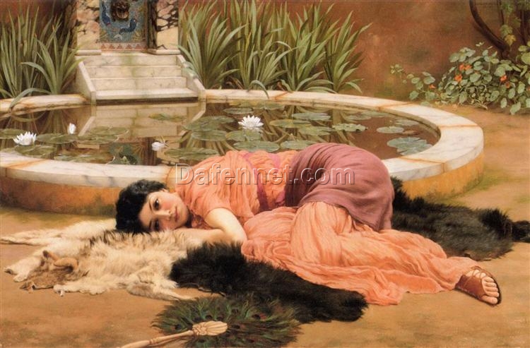 Dolce Far Niente by John William Godward | 1904 Neoclassical Oil Painting