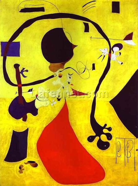 Inspired by Joan Miró’s Dutch Interior – Abstract Surrealist Oil Painting (129.9 x 96.8 cm)