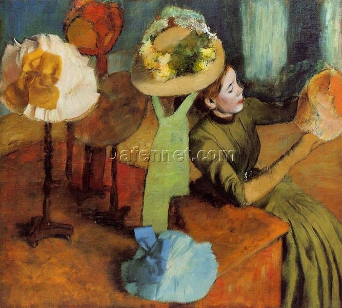 Edgar Degas ‘The Millinery Shop’ (c. 1855) – Elegant Impressionist Painting of Parisian Fashion Scene