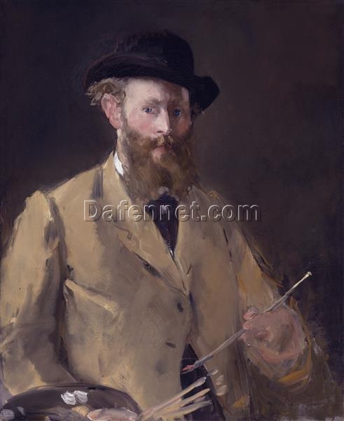 Oil Painting Inspired by Edouard Manet: Self Portrait with a Palette (1879) Self-Portrait on Canvas