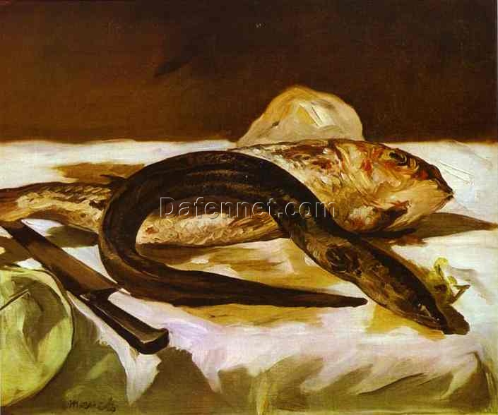 Eel and Red Mullet – Inspired by Edouard Manet (1864) Realist Still Life Oil Painting