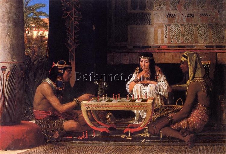 Sir Lawrence Alma-Tadema Oil Painting – Egyptian Chess Players (1865), Romantic Genre Art