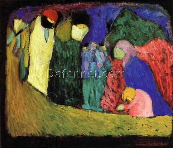 Encounter by Wassily Kandinsky – Large-Scale Abstract Oil on Wood Replica (1908)