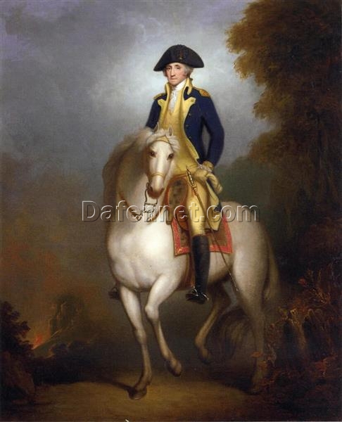 Rembrandt Peale’s Equestrian Portrait of George Washington – 19th Century Neoclassical Portrait Oil Painting