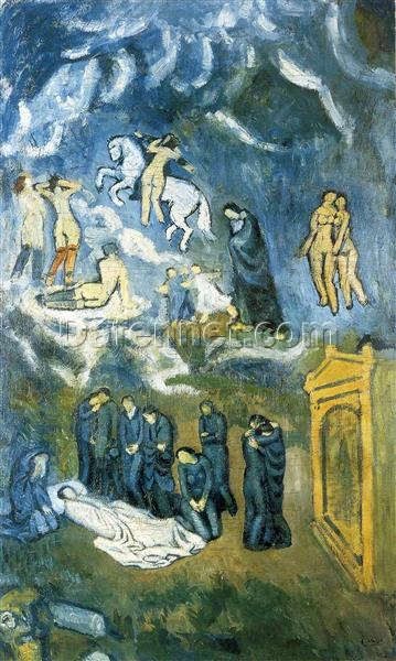 Inspired by Picasso: Evocation (The Burial of Casagemas) – 1901 Symbolic Oil Painting