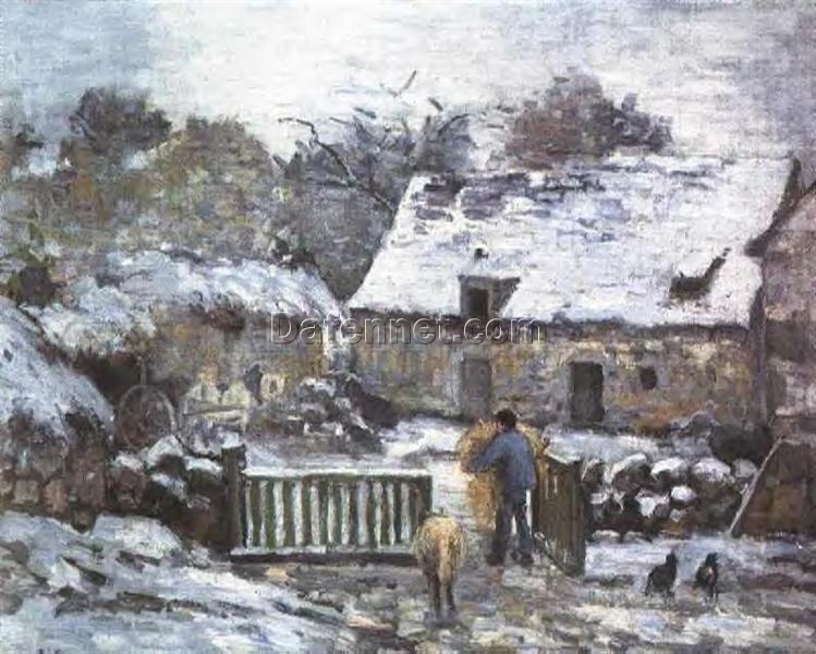 Farm at Montfoucault 2″ – Camille Pissarro 1874 | Impressionist Rural Landscape Oil Painting