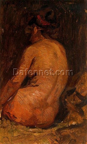 Realistic Nude Oil Painting Inspired by Pablo Picasso – ‘Female Nude from Back’ on Canvas