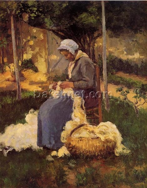 Female Peasant Carding Wool” – Camille Pissarro’s 1875 Rural Impressionist Artwork