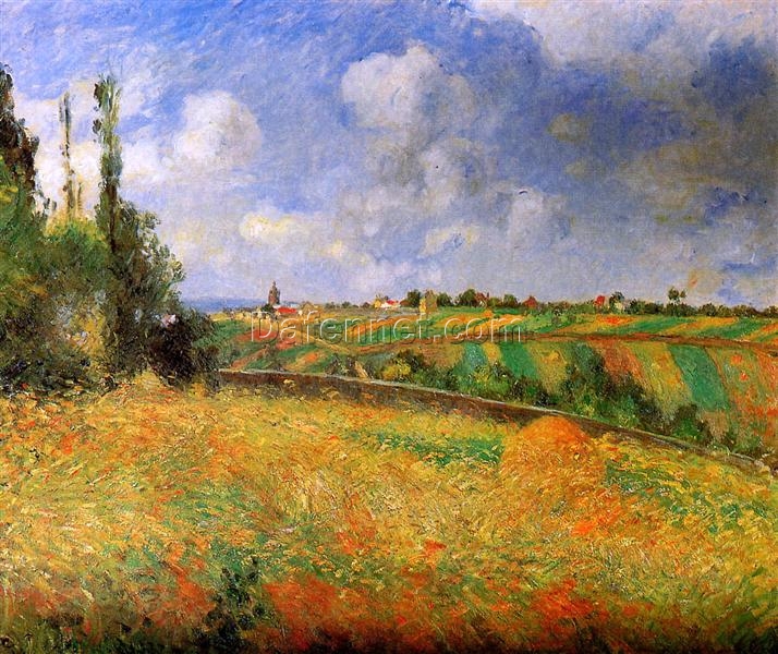 Camille Pissarro – “Fields (Les Seigles, Pontoise)” 1877, Rural Landscape Oil Painting