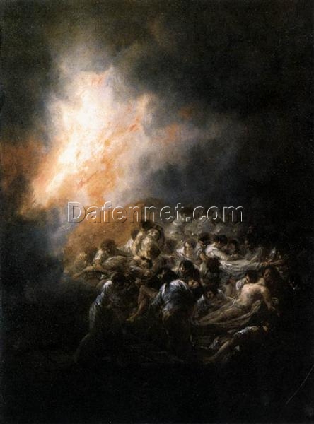 Fire at Night by Francisco Goya – Romantic Genre Painting, 1793-1794, Oil on Tin, Private Collection