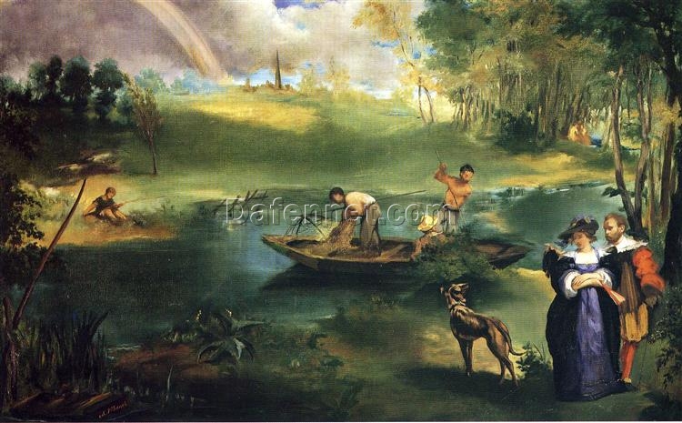 Fishing – Inspired by Edouard Manet (1863) Impressionist Genre Painting on Canvas