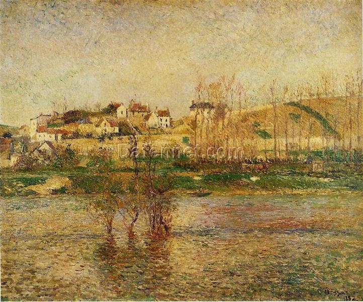 Flood in Pontoise” (1882) | Iconic Impressionist Oil Painting by Camille Pissarro