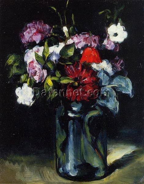 Impressionist Still Life: Flowers in a Vase” – 1873 Oil Painting by Paul Cézanne