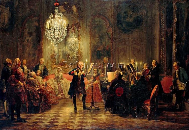 Menzel’s ‘Flute Concert with Frederick the Great’ – Authentic Oil Painting Reproduction in Realism Style