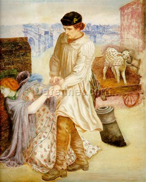 Dante Gabriel Rossetti Found Oil Painting – Romantic Genre Art for Home