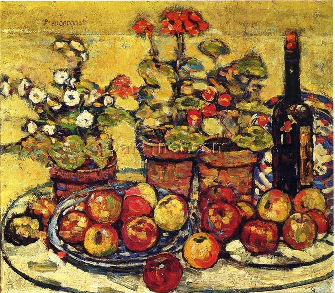 Fruit and Flowers by Maurice Prendergast – Vibrant Post-Impressionist Still Life Oil Painting