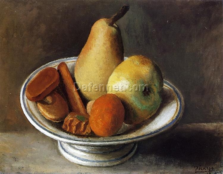 Oil Painting Inspired by Picasso’s Cubist Period – ‘Fruit Bowl with Fruit’ (1918) Still Life on Canvas