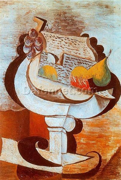 Oil Painting Inspired by Picasso’s Synthetic Cubism – ‘Fruit Dish’ (Compotier) (1917) Still Life on Canvas