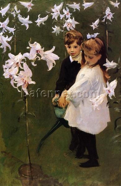 John Singer Sargent ‘Garden Study of the Vickers Children’ Realism Portrait – Fine Art Reproduction on Canvas