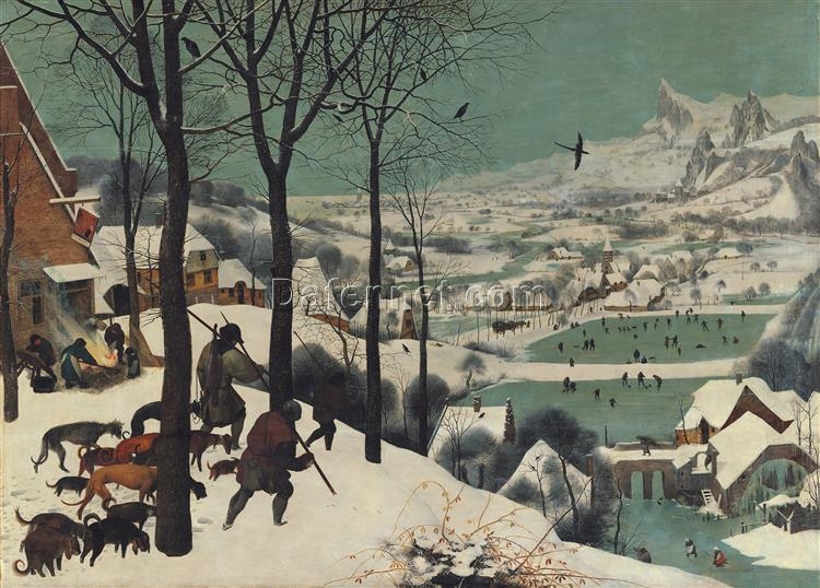 Custom Oil Painting of Bruegel’s ‘Hunters in the Snow’ – Northern Renaissance Winter Scene