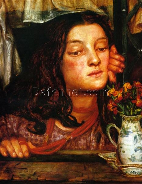 Romanticism Oil Portrait: Girl at a Lattice by Dante Gabriel Rossetti – Custom Reproduction