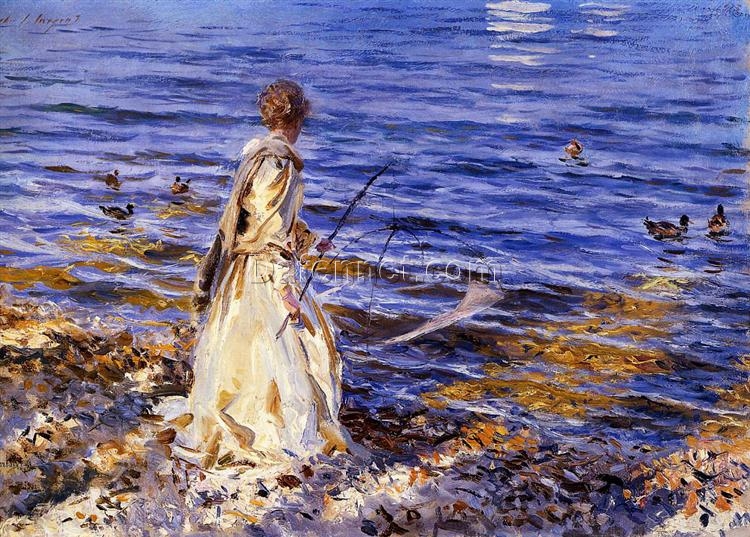 John Singer Sargent Oil Painting – Girl Fishing, 1913, Impressionism