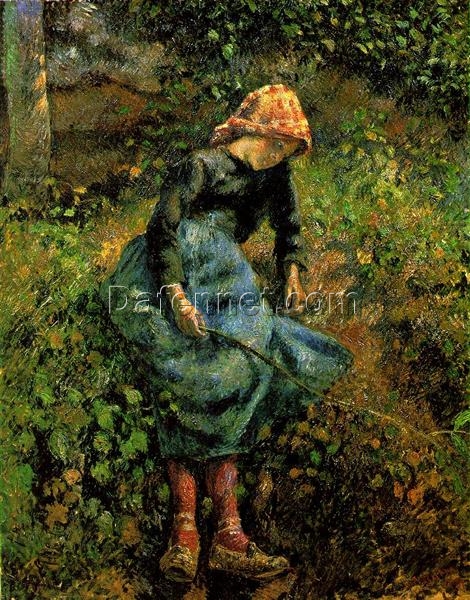 Girl with a Stick” (1881) by Camille Pissarro | Impressionist Landscape and Portrait