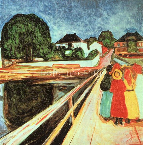 Girls on a Bridge by Edvard Munch – 1899-1900 Expressionist Oil Painting