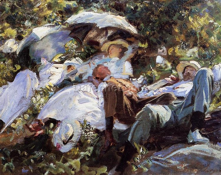 Group with Parasols by John Singer Sargent – 1905 Impressionist Oil Painting