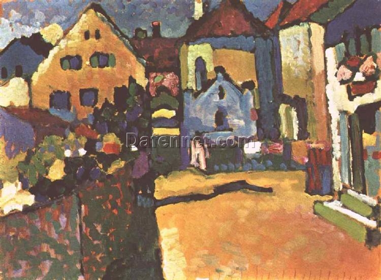 Wassily Kandinsky – Grungasse in Murnau (1909) Cityscape, Oil on Cardboard