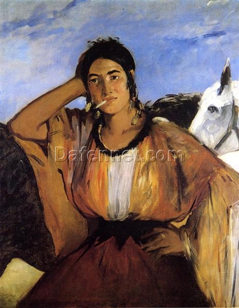 Gypsy with a Cigarette – Inspired by Édouard Manet (c.1862) Realist Genre Oil Painting