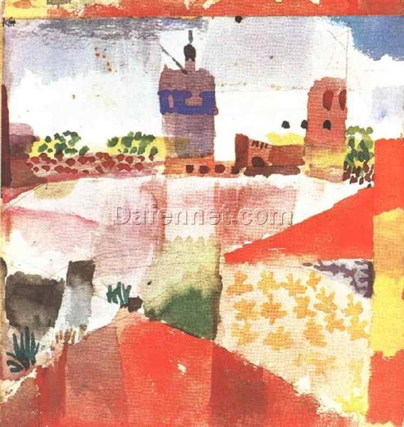 After Annealing by Paul Klee – Cubist Cityscape Oil Painting from 1940