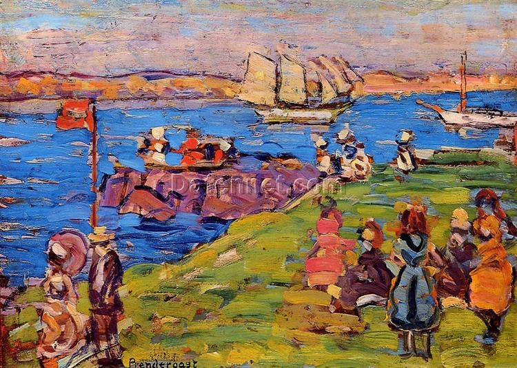 Harbor, Afternoon by Maurice Prendergast – Post-Impressionist Oil on Panel (c. 1903-1906)