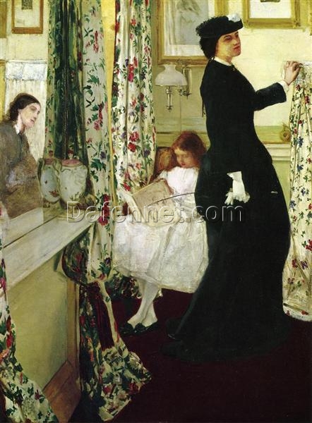 Harmony in Green and Rose: The Music Room by James Whistler (1860-1861) – Realist Oil Painting