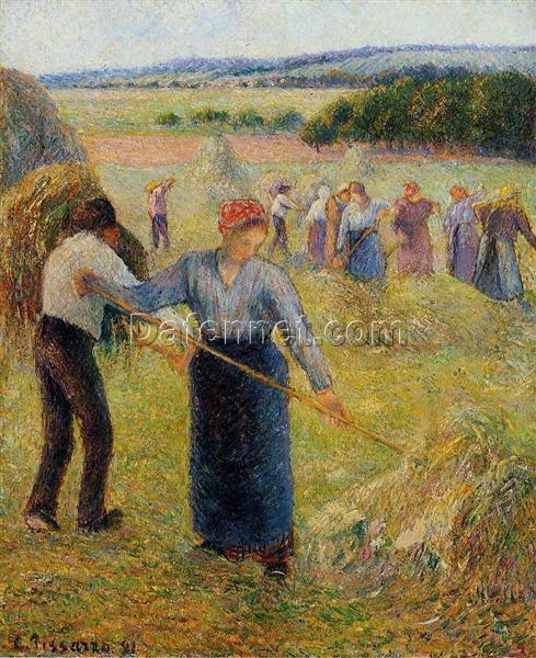 Haymaking at Eragny” (1891) – Camille Pissarro’s Impressionist Depiction of Rural Life