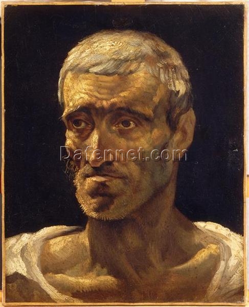 Théodore Géricault Head of a Shipwrecked Man – Romanticism Portrait Study Oil on Canvas Reproduction