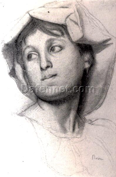 Edgar Degas ‘Head of a Young Roman Girl’ (1856) – Charcoal and Pencil Portrait Drawing, Baltimore Museum of Art