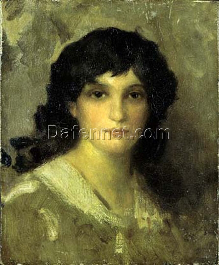 Head of a Young Woman by Whistler – Realism Portrait on Canvas & Wood